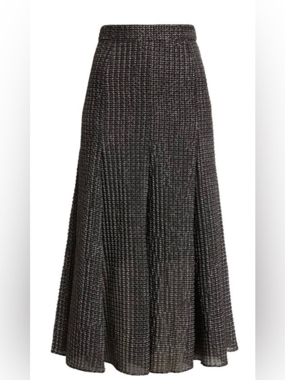 Akris Punto Metallic High Waist A-Line Midi Skirt 8 Silver/Black Quiet Luxury - Picture 2 of 10